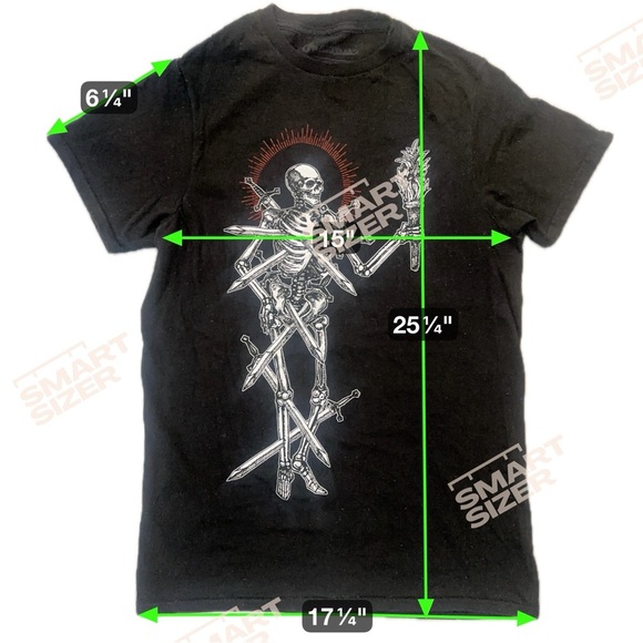 Threadless Seven Of Swords T-Shirt Small Unisex Micah Ulrich Gothic Skeleton - Picture 5 of 5
